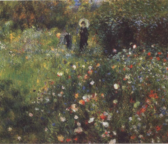 Woman with a Parasol in a Garden